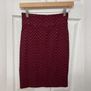 Worn once. Margaret M Burgundy Knit Pencil Skirt